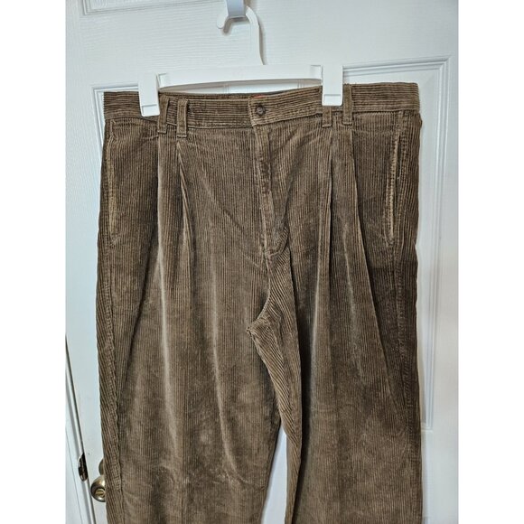 Ralph Lauren Chaps Pants Mens 36x32 Brown Corduroy Thick Cargo  90s - Picture 2 of 8